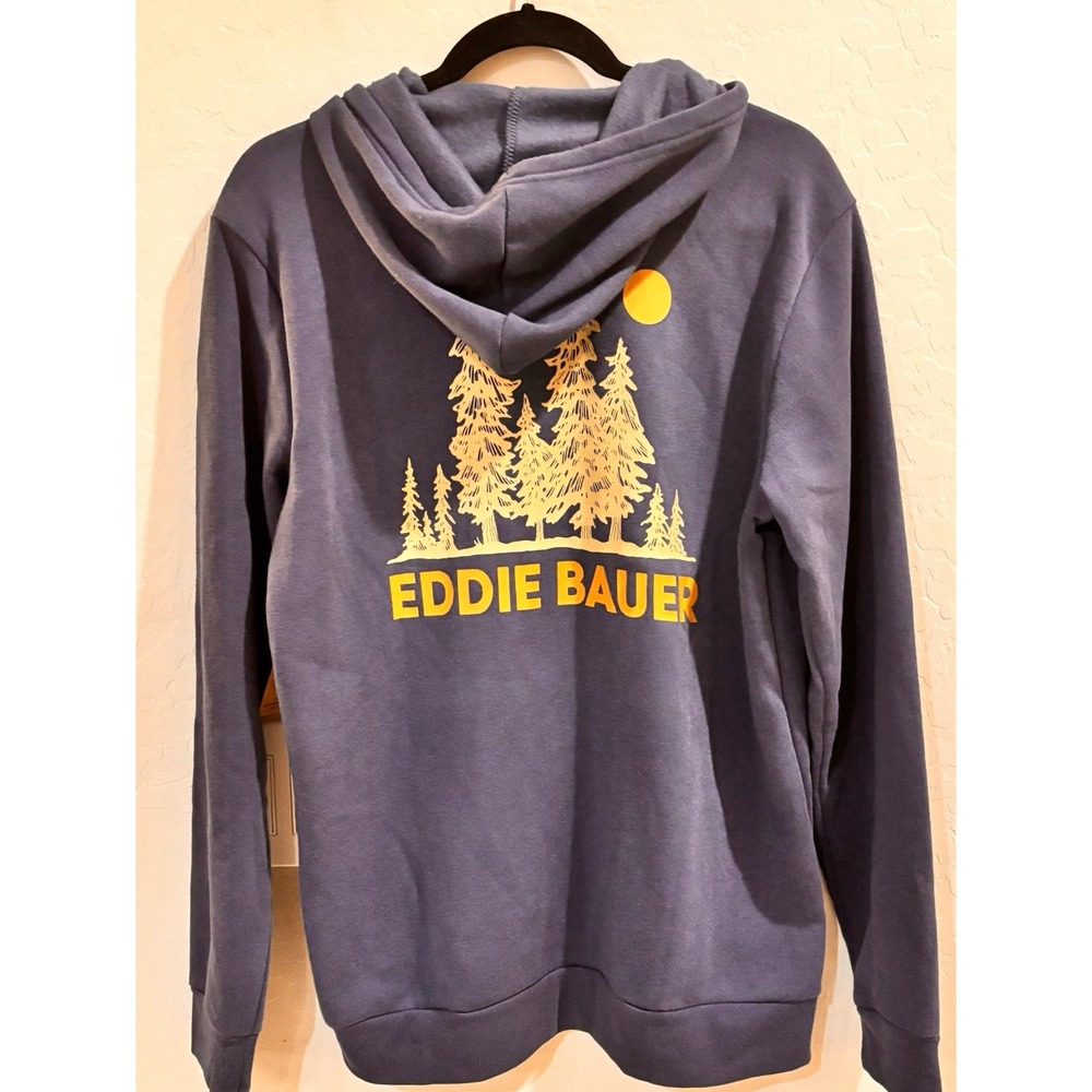 Eddie Bauer NWT Men's Trails Hoodie Sweatshirt Pine Trees Navy Blue M⁠EDIUM